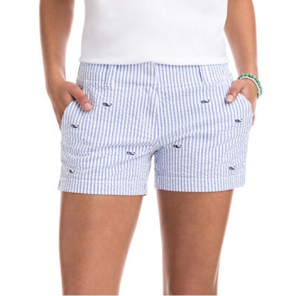Blue and white seersucker size 6 Vineyard Vines Every Day Shorts